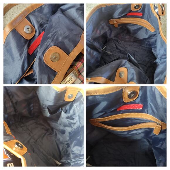 Tommy Hilfiger Madras Plaid Faux Leather Preppy Americana Tote Shoulder Bag 2011 - Picture 9 of 12